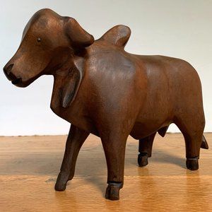Ironwood Brahma Bull Hand Carved Brahman Figurine Ranch Animal Handcrafted Wood